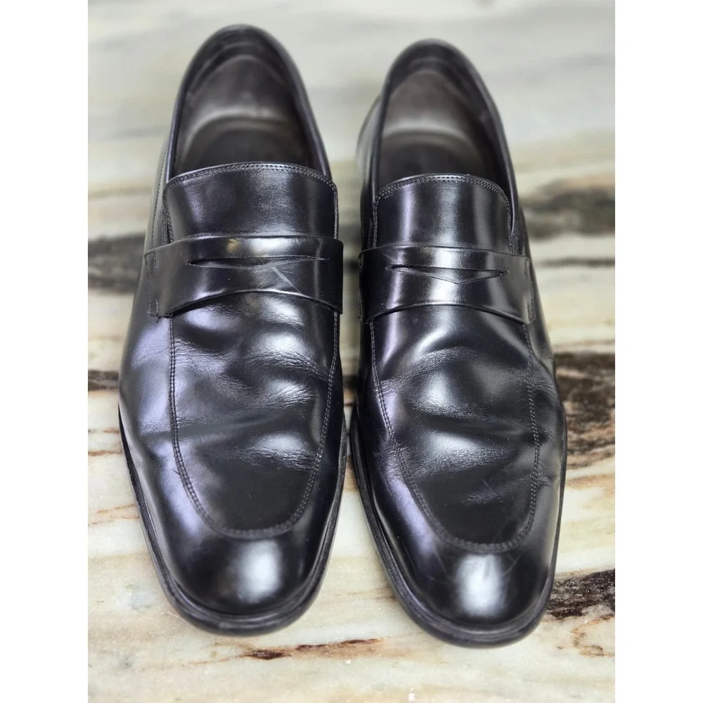 Sapataria Cometa Black Leather Penny‎ Loafers Mens Size 42 Almond Toe Slip Shoe